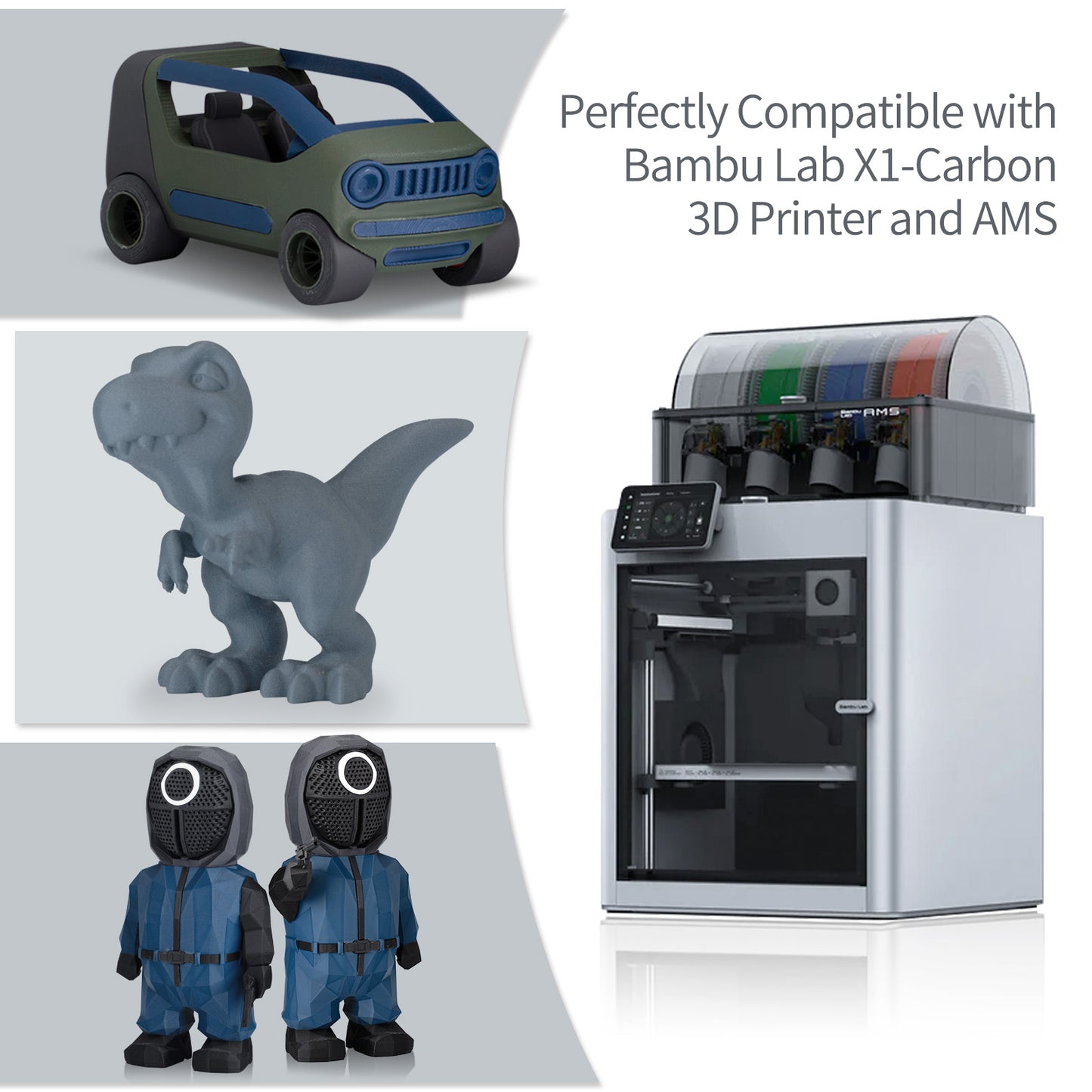 Carbon Fiber PLA 3D Printer Filament 1.75mm, 1 KG, Cool Grey