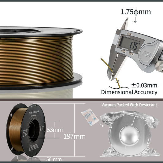 Metallic PETG 3D Printer Filament 1.75mm, 1 KG, Metallic Bronze