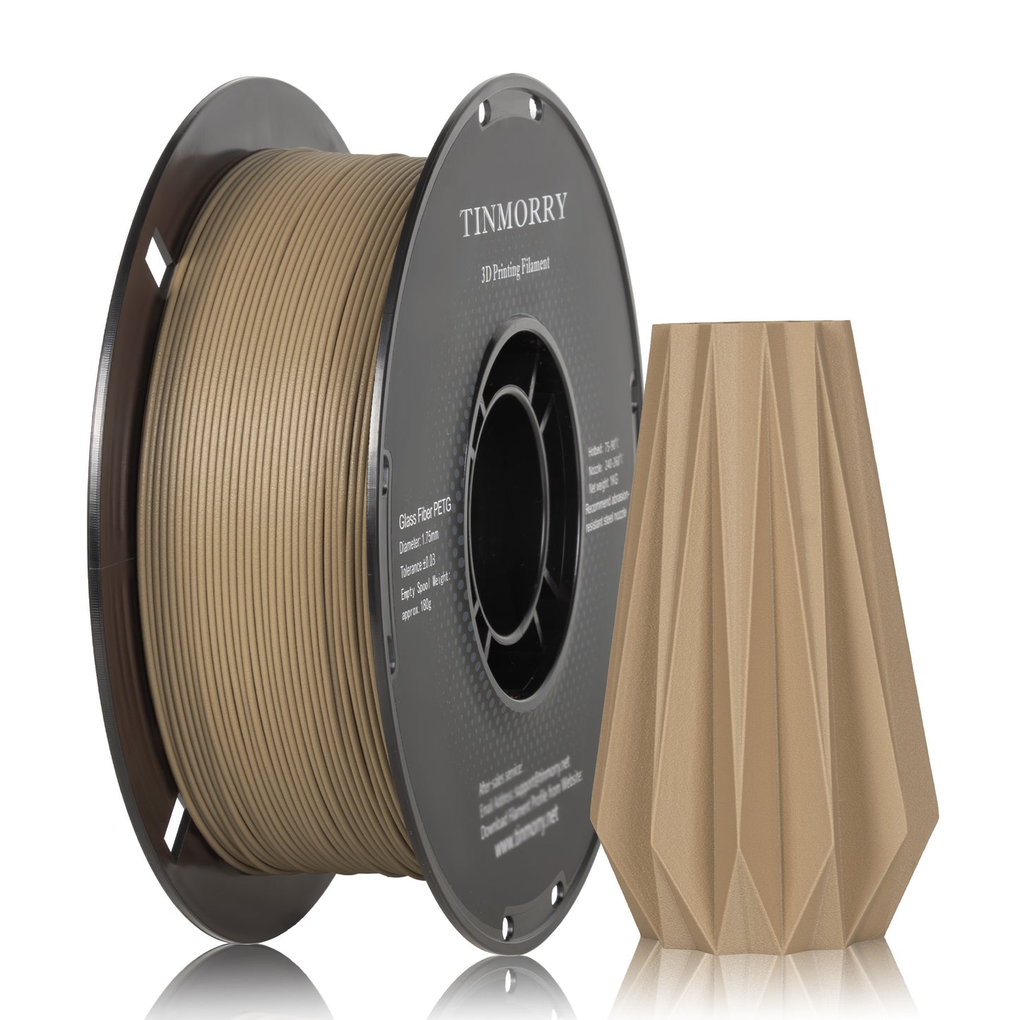 Glass Fiber PETG 3D Printer Filament 1.75mm, 1 KG, Frosted Apricot