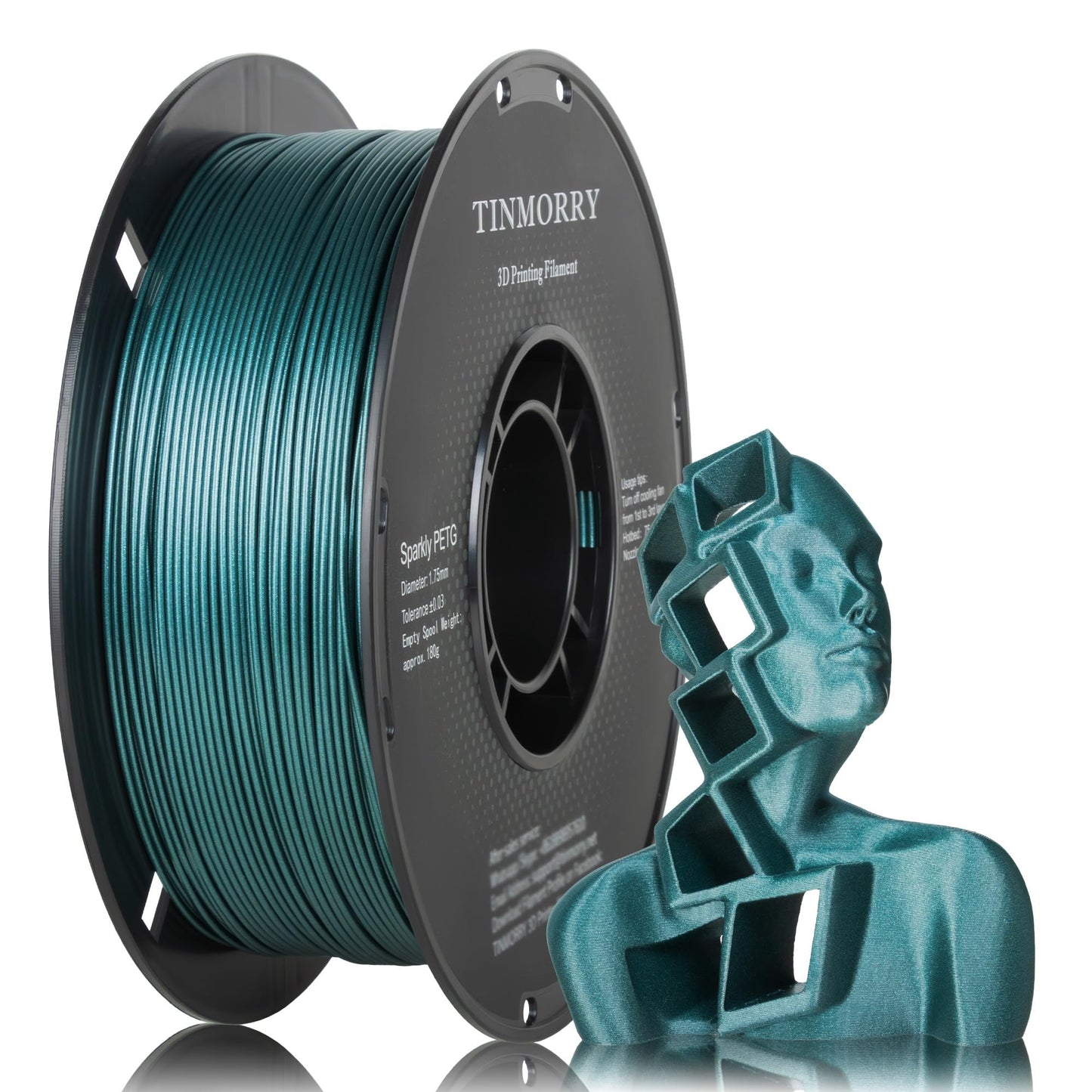 Sparkly PETG 3D Printer Filament 1.75mm, 1 KG, Sparkly Green