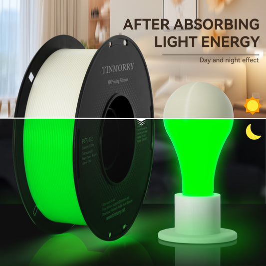 Glowing PETG 3D Printer Filament 1.75mm, 1 KG, Glow Green