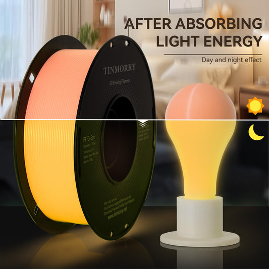 Glowing PETG 3D Printer Filament 1.75mm, 1 KG, Glow Light Orange