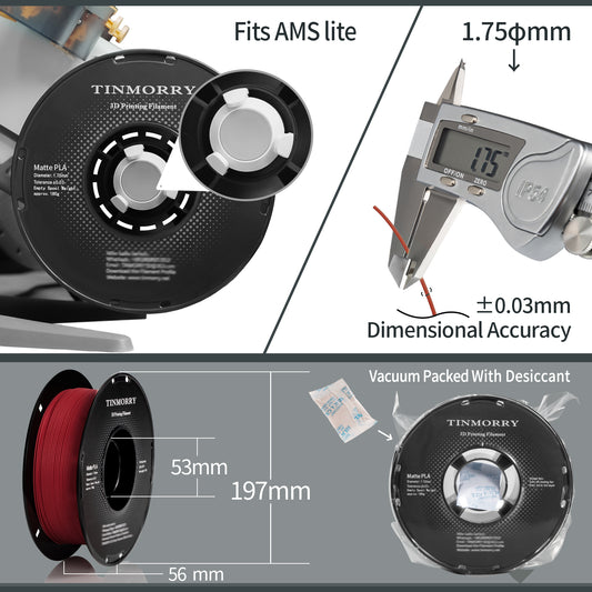 Matte PLA 3D Printer Filament 1.75mm, 1 KG, Matte Red