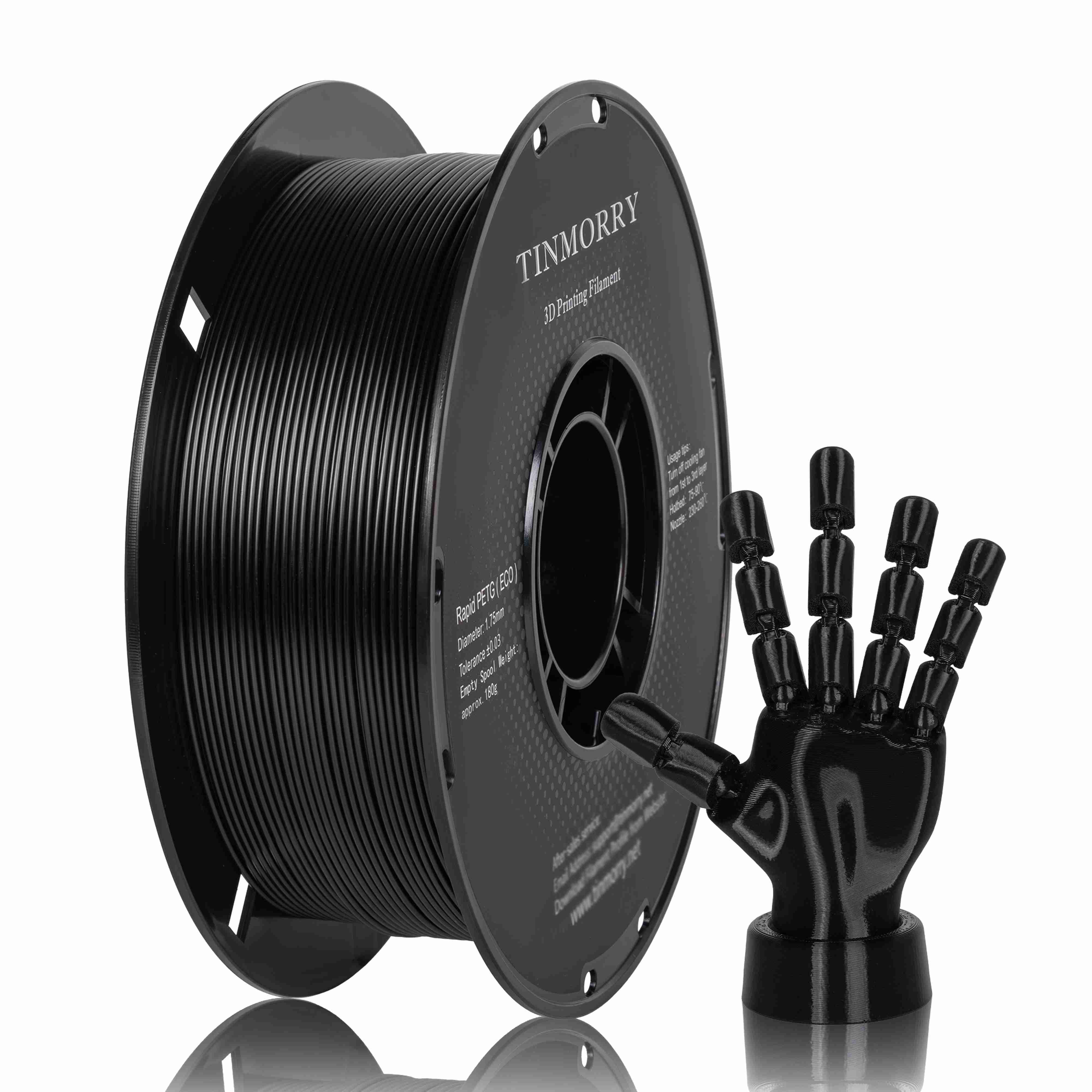 Rapid PETG-Eco 3D Printer Filament 1.75mm, 1 KG, Black – TINMORRY