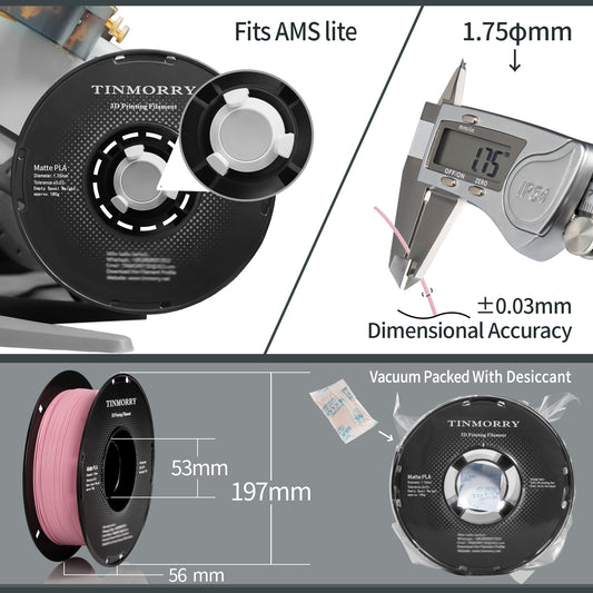 Matte PLA 3D Printer Filament 1.75mm, 1 KG, Matte Pink