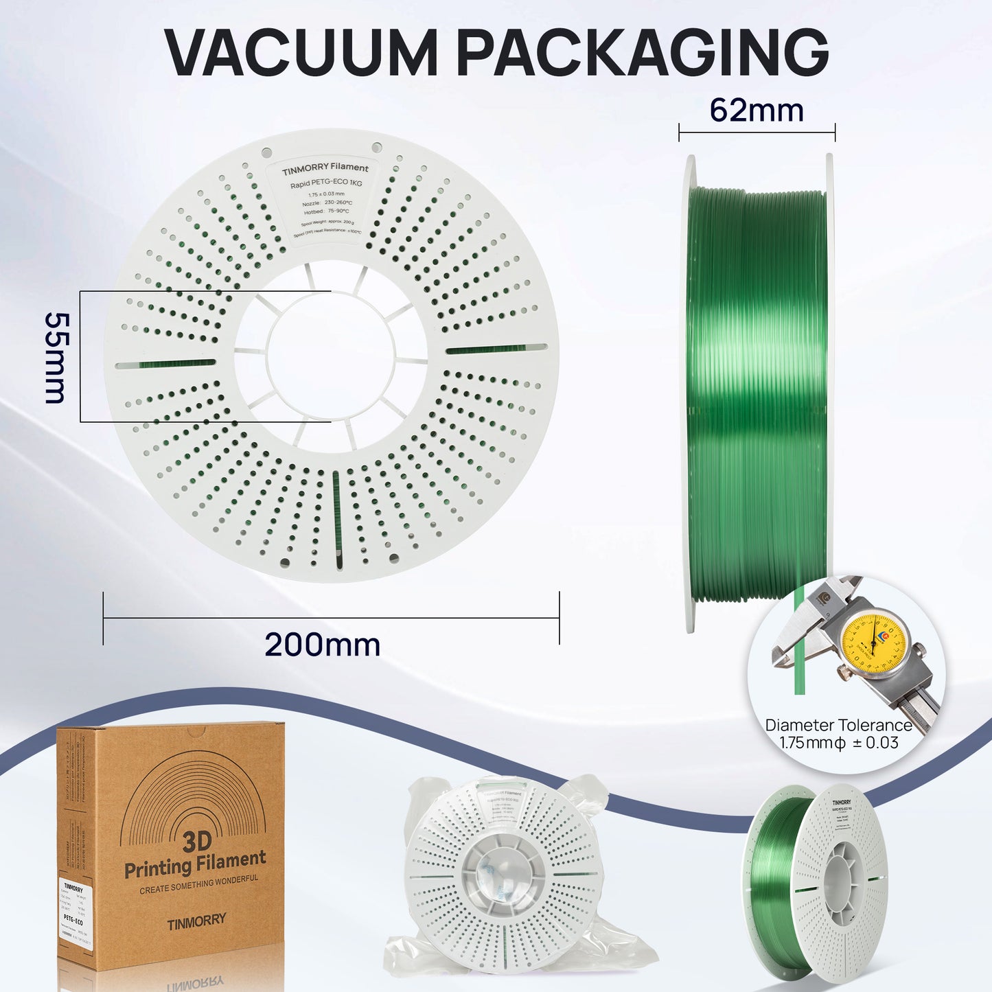 Rapid PETG-Eco 3D Printer Filament 1.75mm, 1 KG, Translucent Olive Green