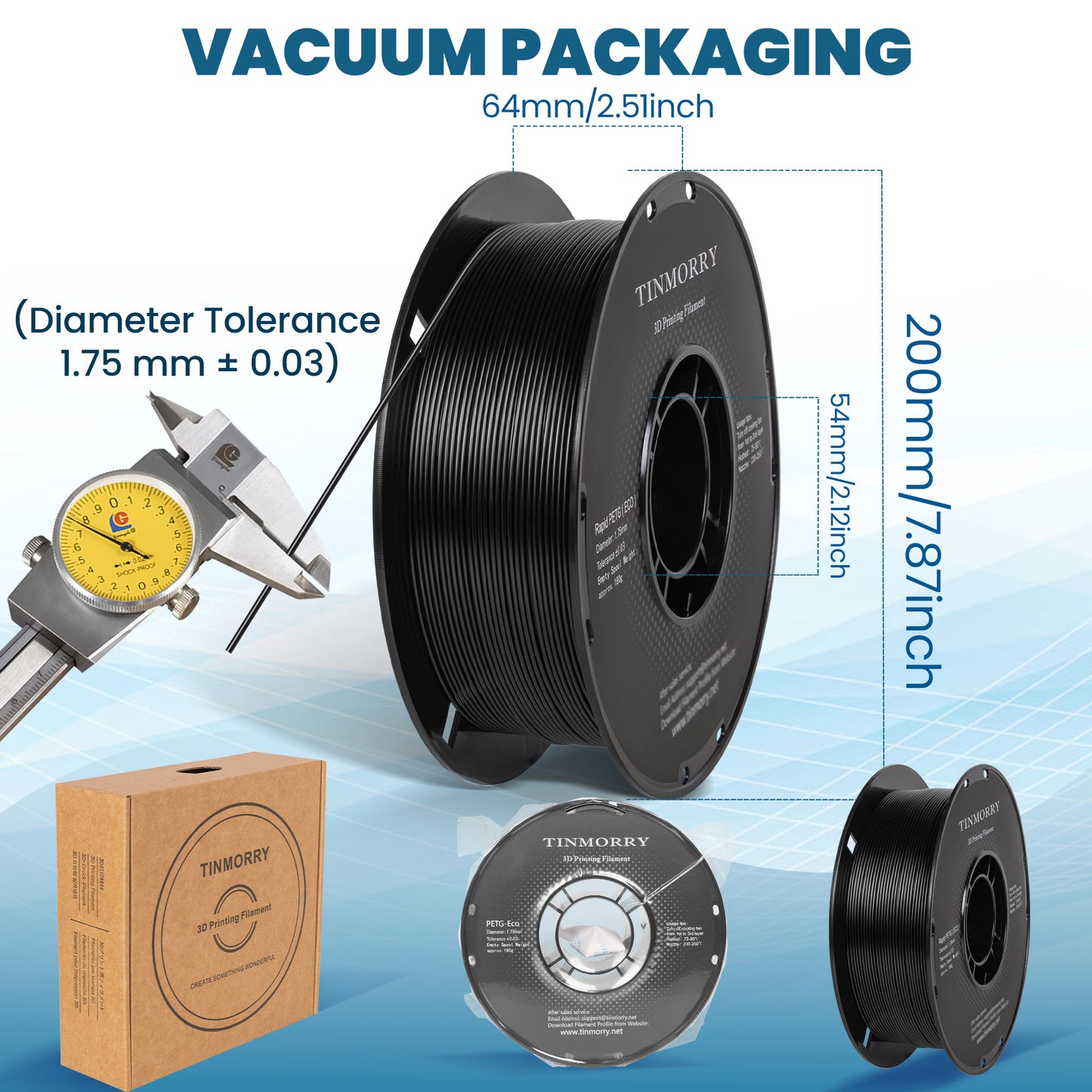 Rapid PETG-Eco 3D Printer Filament 1.75mm, 1 KG, Black