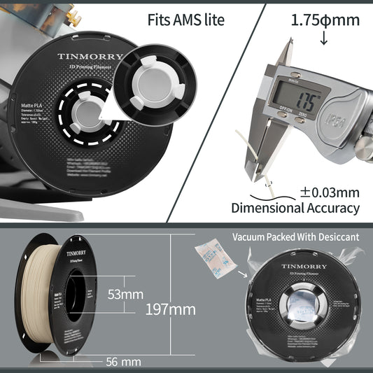 Matte PLA 3D Printer Filament 1.75mm, 1 KG, Matte Skin