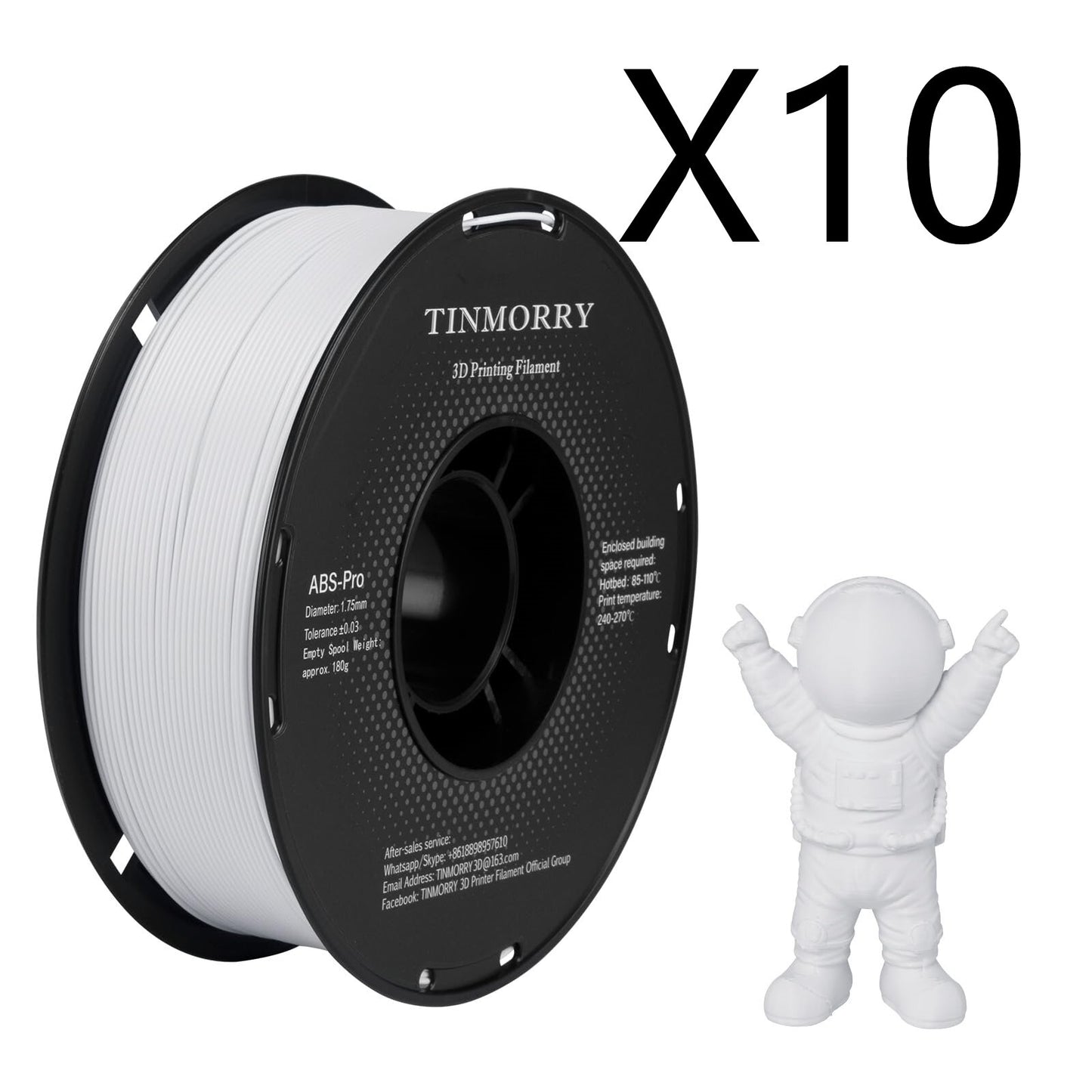 10 Rolls ABS-Pro 3D Printer Filament 1.75mm, 1 KG 1 Spool