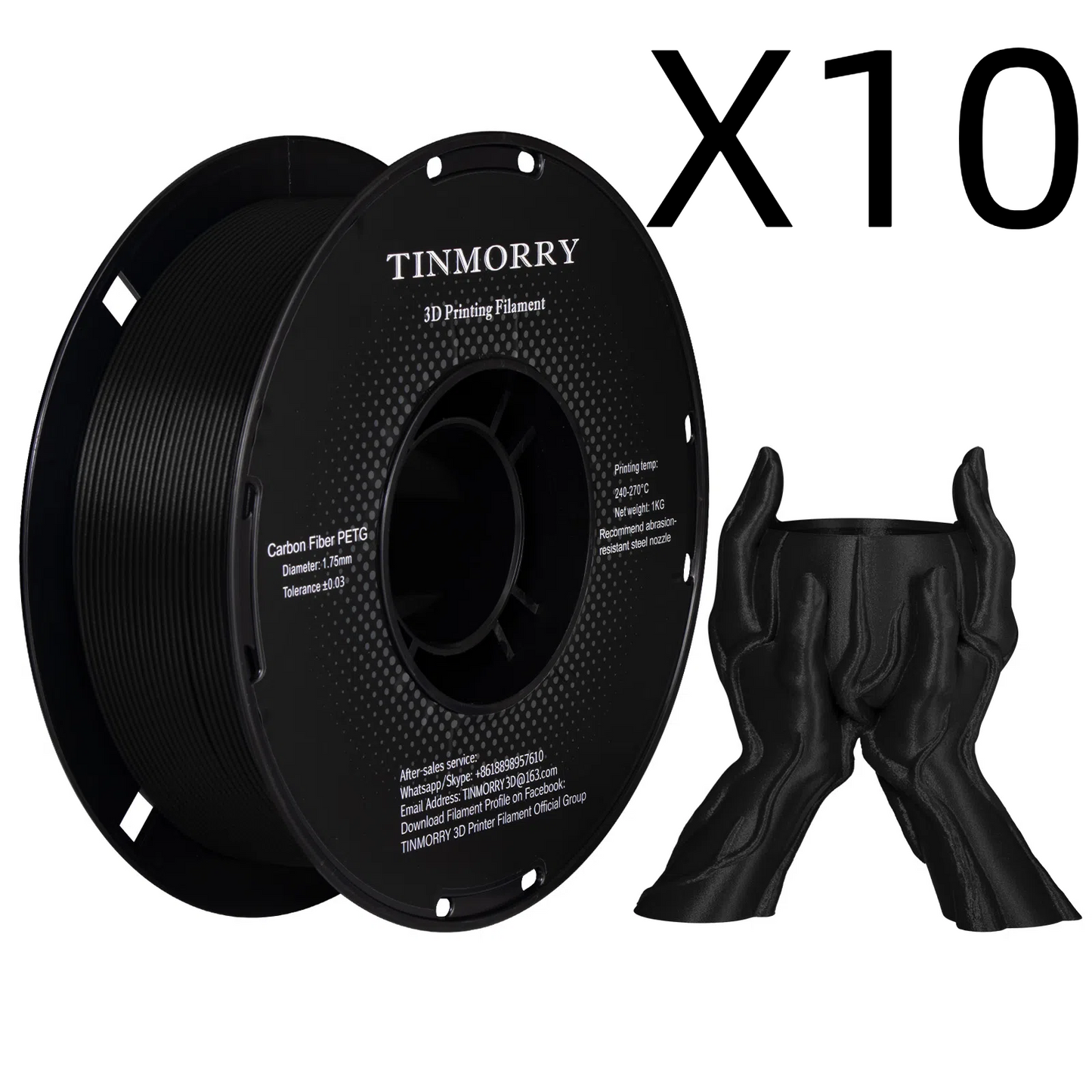 10 Rolls Value Pack & Save | Carbon Fiber PETG Filament, 1 KG 1 Spool