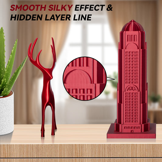 Silk PLA 3D Printer Filament 1.75mm, 1 KG, Silk Red