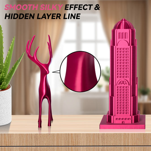 Silk PLA 3D Printer Filament 1.75mm, 1 KG, Silk Rose Red