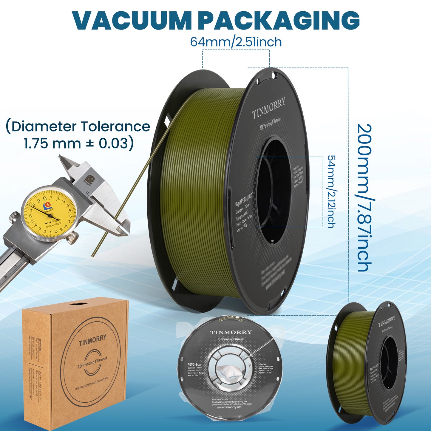 Rapid PETG-Eco 3D Printer Filament 1.75mm, 1 KG, Olive Green
