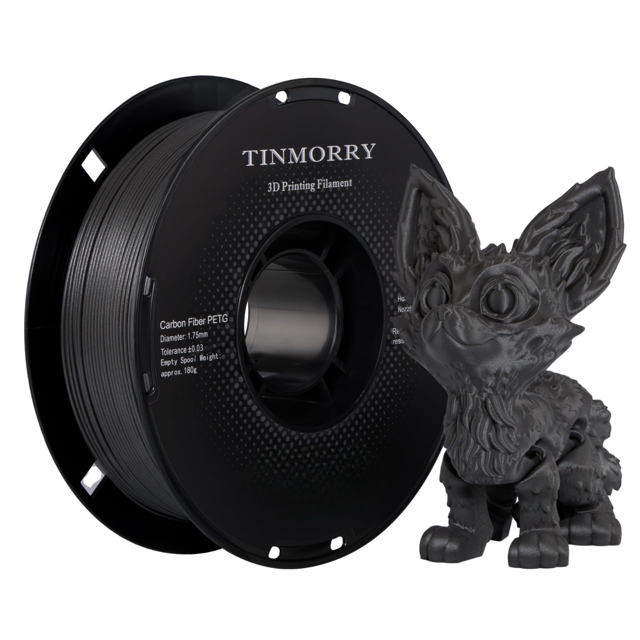 Carbon Fiber PETG 3D Printer Filament 1.75mm, 1 KG, Dark Grey