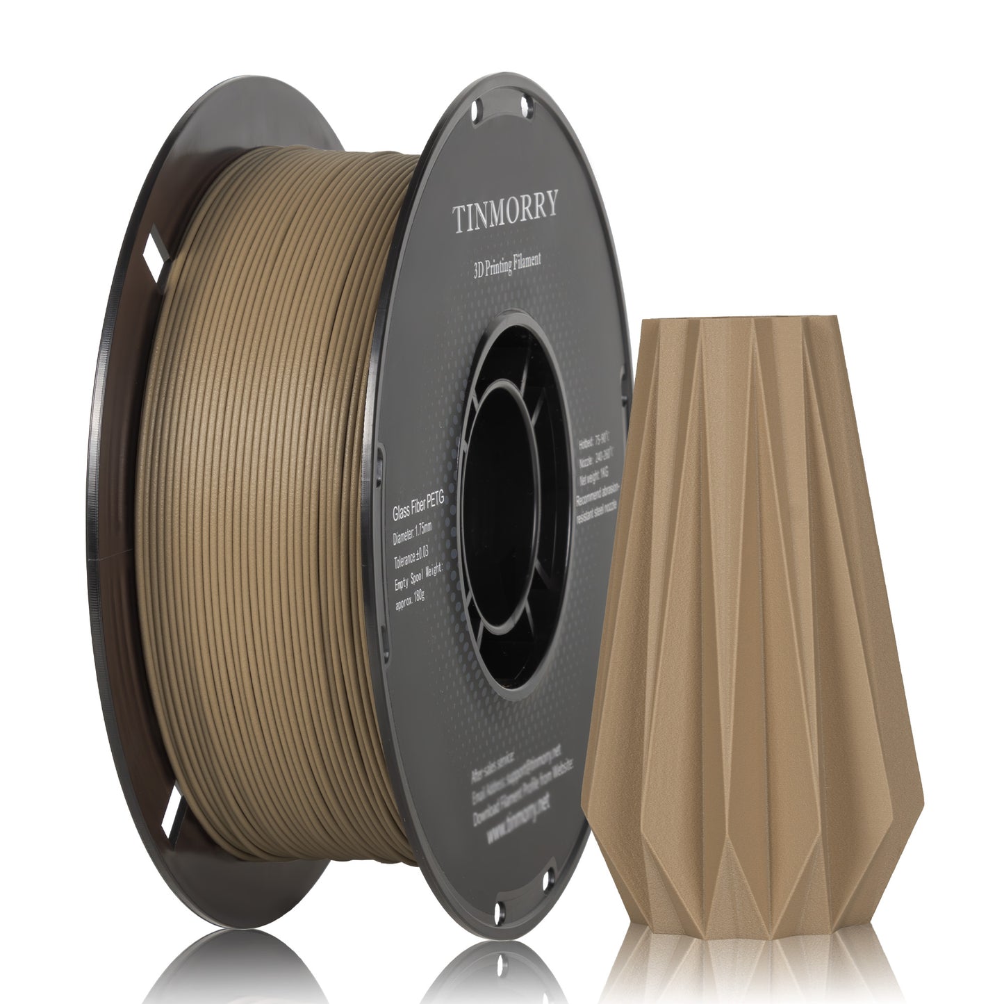 Glass Fiber PETG 3D Printer Filament 1.75mm, 1 KG, Frosted Apricot
