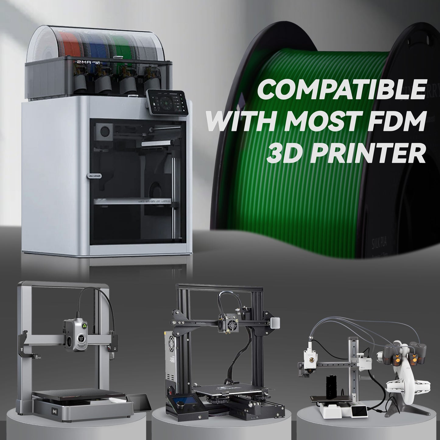 Silk PLA 3D Printer Filament 1.75mm, 1 KG, Silk Green