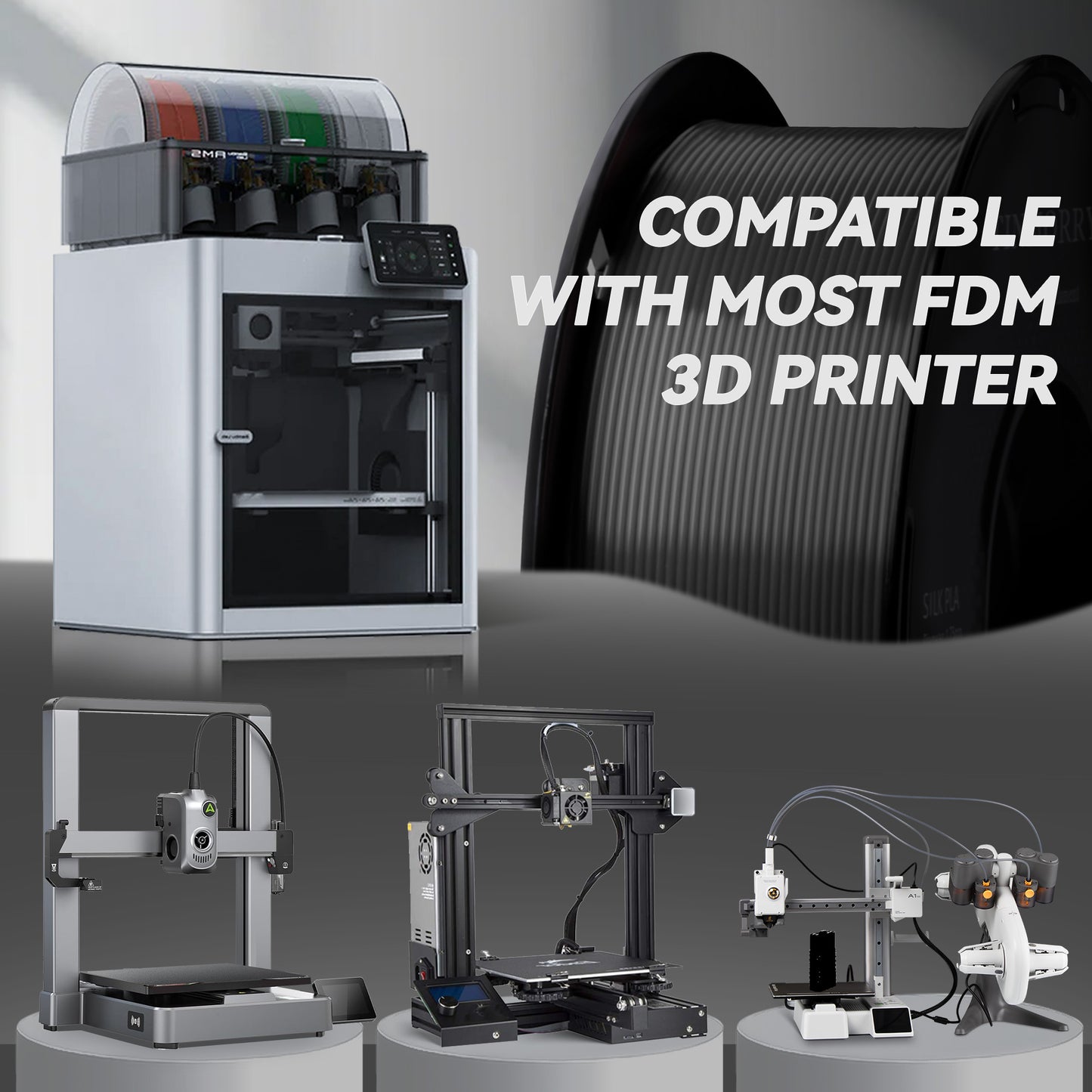 Silk PLA 3D Printer Filament 1.75mm, 1 KG, Silk Iron Black