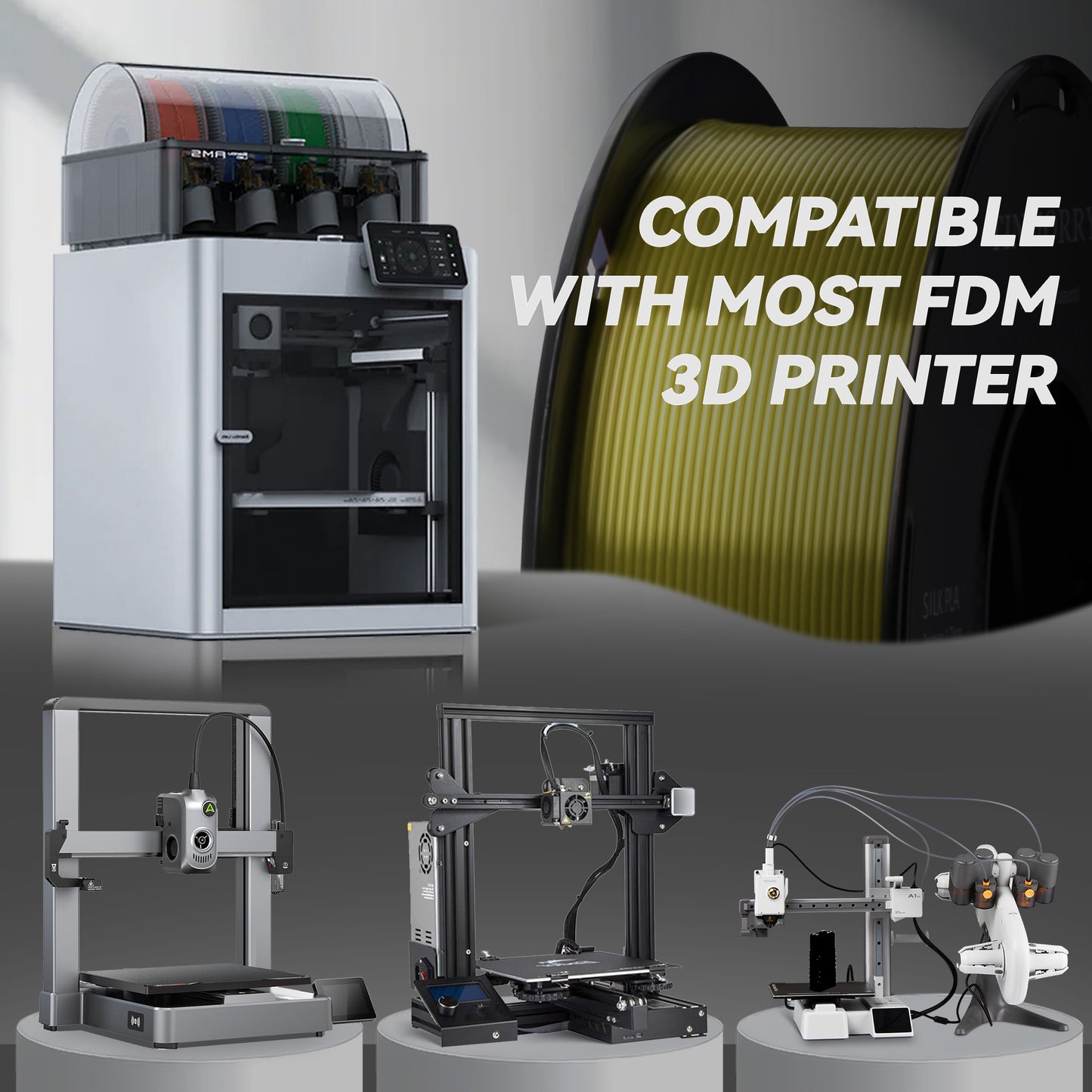 Silk PLA 3D Printer Filament 1.75mm, 1 KG, Light Gold