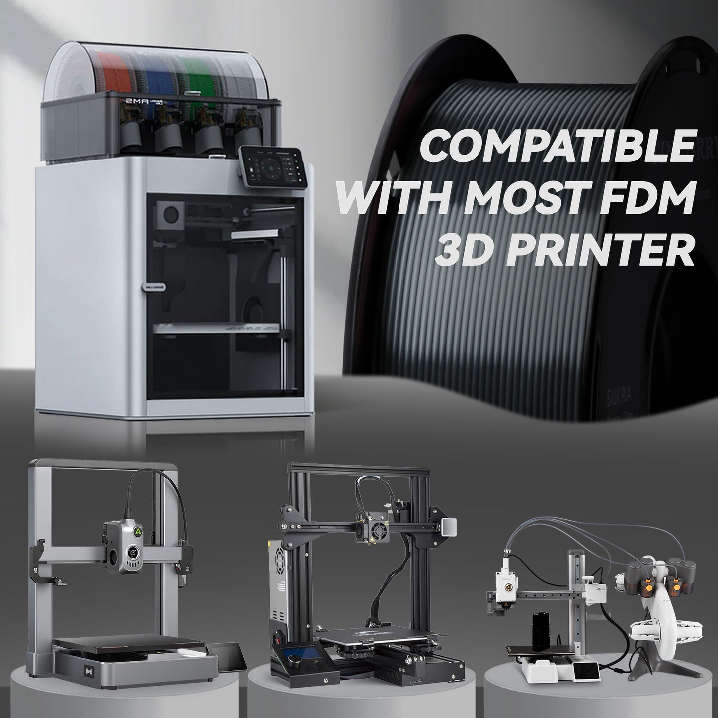 Silk PLA 3D Printer Filament 1.75mm, 1 KG, Silk Silver