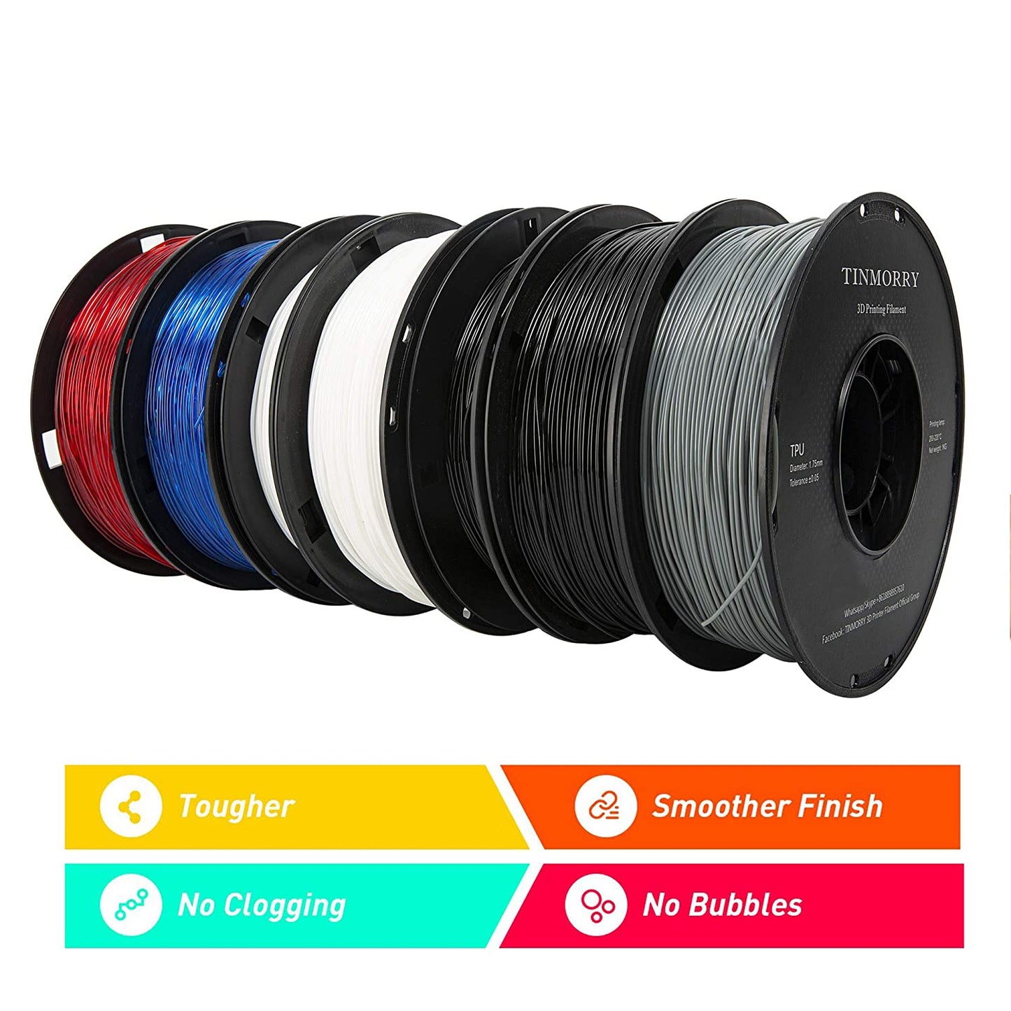 95A TPU 3D Printer Filament 1.75mm, 1 KG, Grey