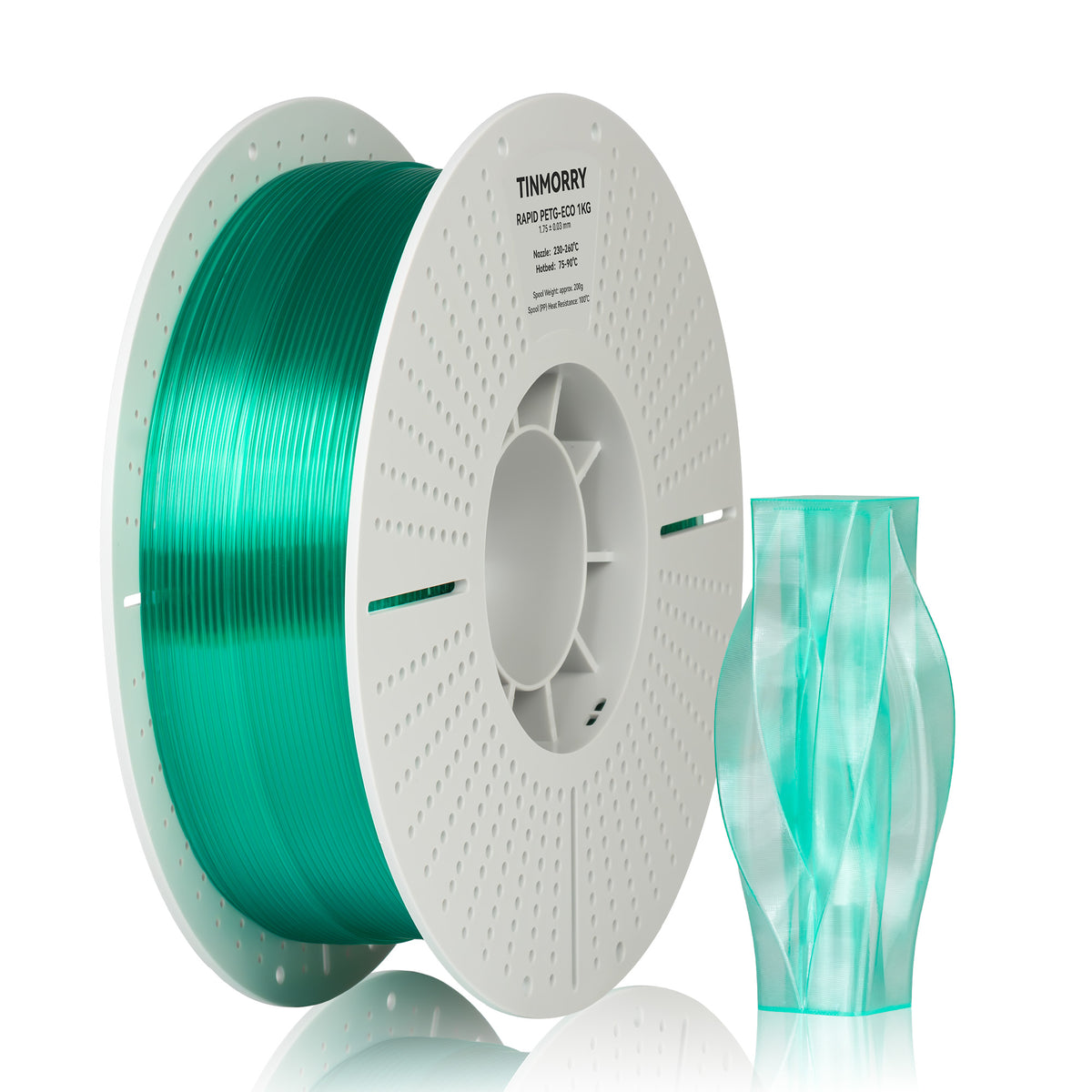 Rapid PETG-Eco 3D Printer Filament 1.75mm, 1 KG, Translucent Emerald Green
