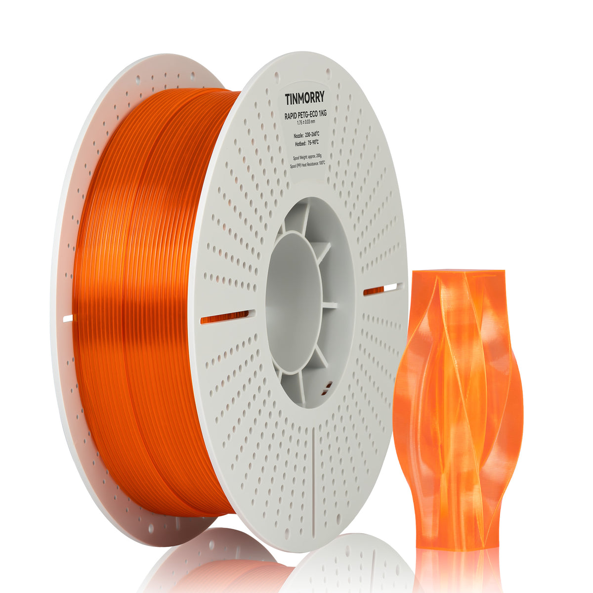 Rapid PETG-Eco 3D Printer Filament 1.75mm, 1 KG, Translucent Orange