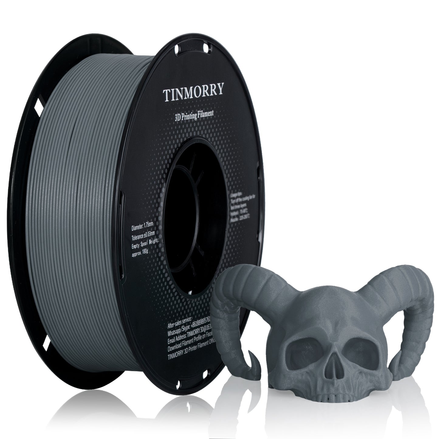 TINMORRY Glasfaserverstärktes PETG-Filament, hochschlagfestes PETG-GF-3D-Druckfilament, Haltbarkeit und Steifheit, perfekt kompatibel mit Bambu Lab FDM-3D-Drucker, 1 kg, 1 Spule, Frosted Grey