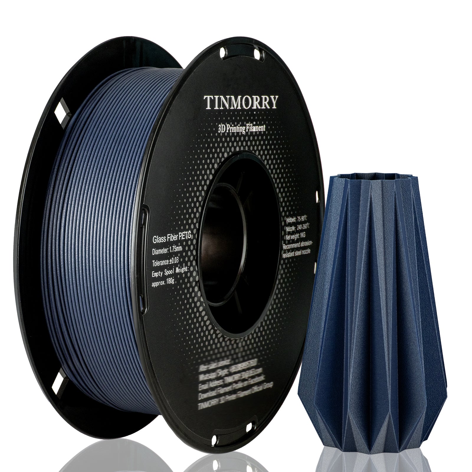 Glass Fiber PETG 3D Printer Filament 1.75mm, 1 KG, Frosted Navy Blue ...