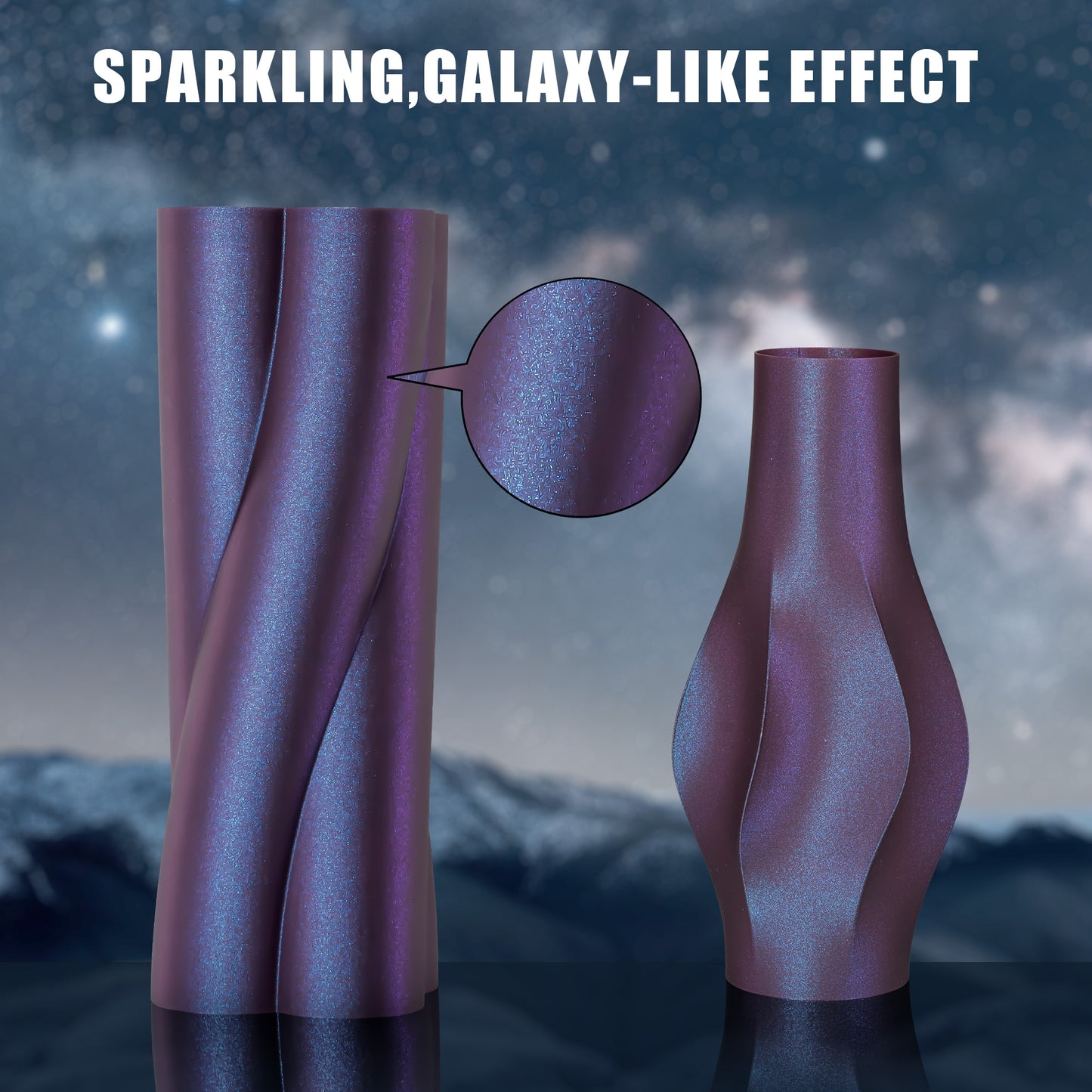 TINMORRY PLA-Filament 1,75 mm, 3D-Drucker-Filament, Maßgenauigkeit +/- 0,03 mm, 1 kg Spule, kompatibel mit Bambu FDM 3D-Drucker, Galaxy Purple