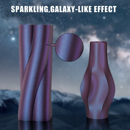 TINMORRY PLA-Filament 1,75 mm, 3D-Drucker-Filament, Maßgenauigkeit +/- 0,03 mm, 1 kg Spule, kompatibel mit Bambu FDM 3D-Drucker, Galaxy Purple