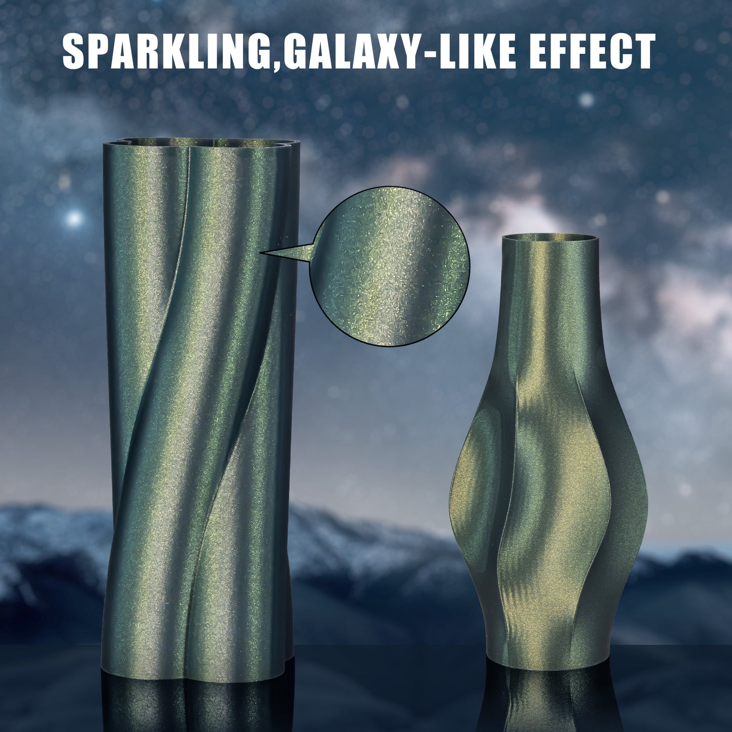 TINMORRY PLA-Filament 1,75 mm, 3D-Drucker-Filament, Maßgenauigkeit +/- 0,03 mm, 1 kg Spule, kompatibel mit Bambu FDM 3D-Drucker, Galaxy Green