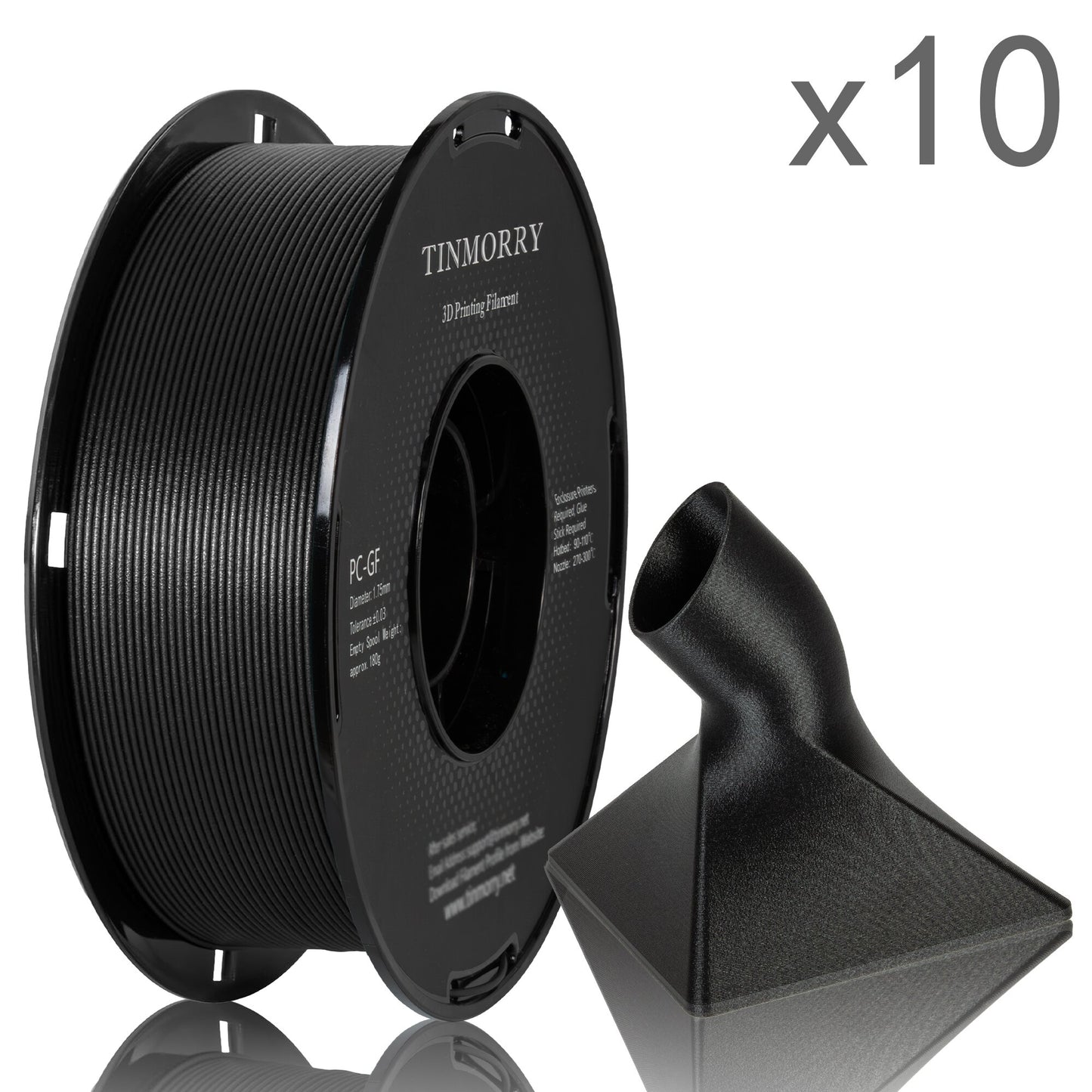 10 Rolls Glass Fiber PC 3D Printer Filament 1.75mm, 1 KG 1 Spool