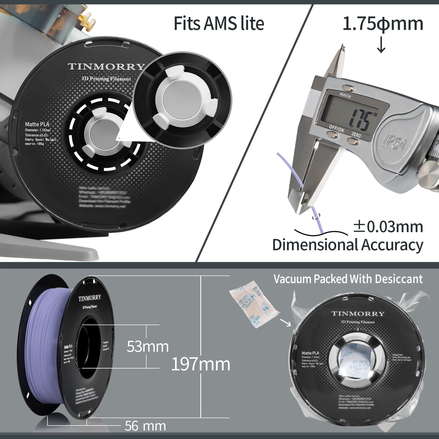 Matte PLA 3D Printer Filament 1.75mm, 1 KG, Matte Purple