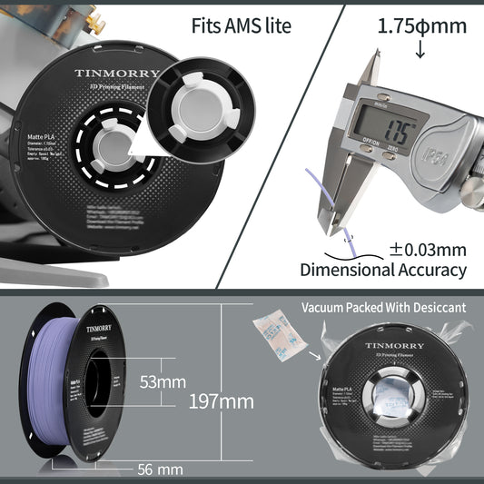 Matte PLA 3D Printer Filament 1.75mm, 1 KG, Matte Purple