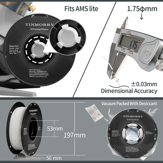 Matte PLA 3D Printer Filament 1.75mm, 1 KG, Matte White