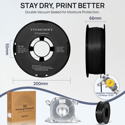 Glass Fiber PC 3D Printer Filament 1.75mm, 1 KG, Frosted White