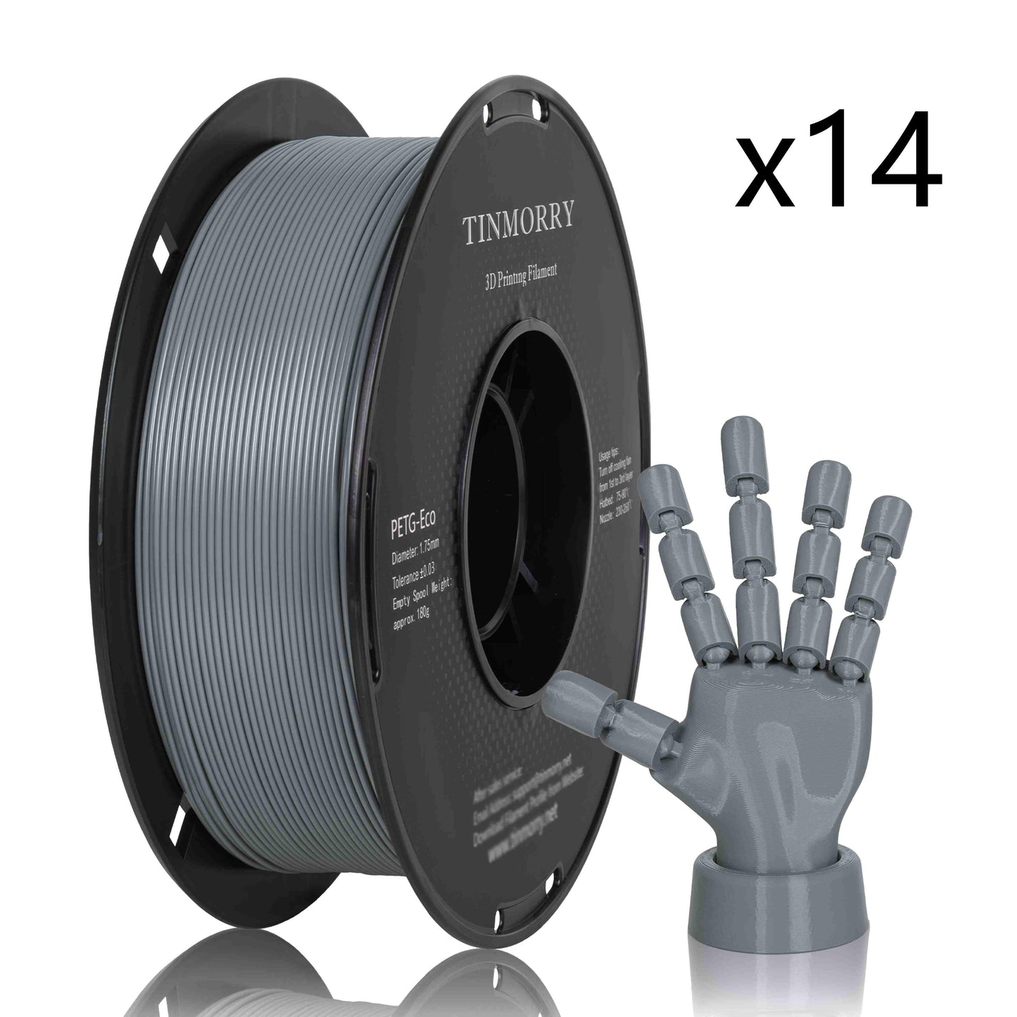 14 Rolls Value Pack & Save | PETG-Eco Filament, 1 KG 1 Spool