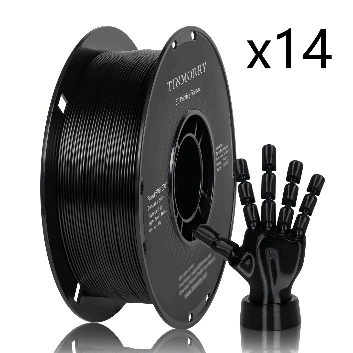 14 Rolls Value Pack & Save | PETG-Eco Filament, 1 KG 1 Spool