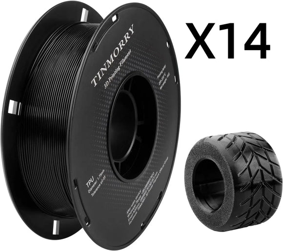 14 Rolls TPU Filament 1.75mm, TINMORRY 95A-TPU 3D Printing Filament  for FDM 3D Printers, 14 KG, Black