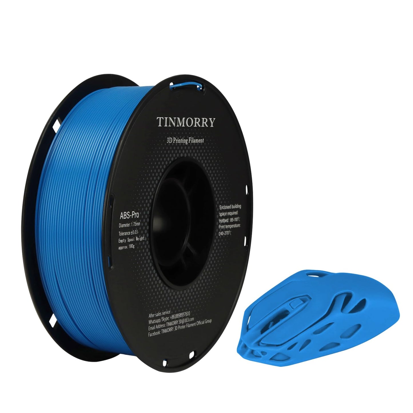 TINMORRY ABS Filament 1.75mm, ABS (Pro) 3D Drucker Filament 1KG, gute Hitzebeständigkeit, stark & haltbar, Maßgenauigkeit ±0.03mm, Blauer See