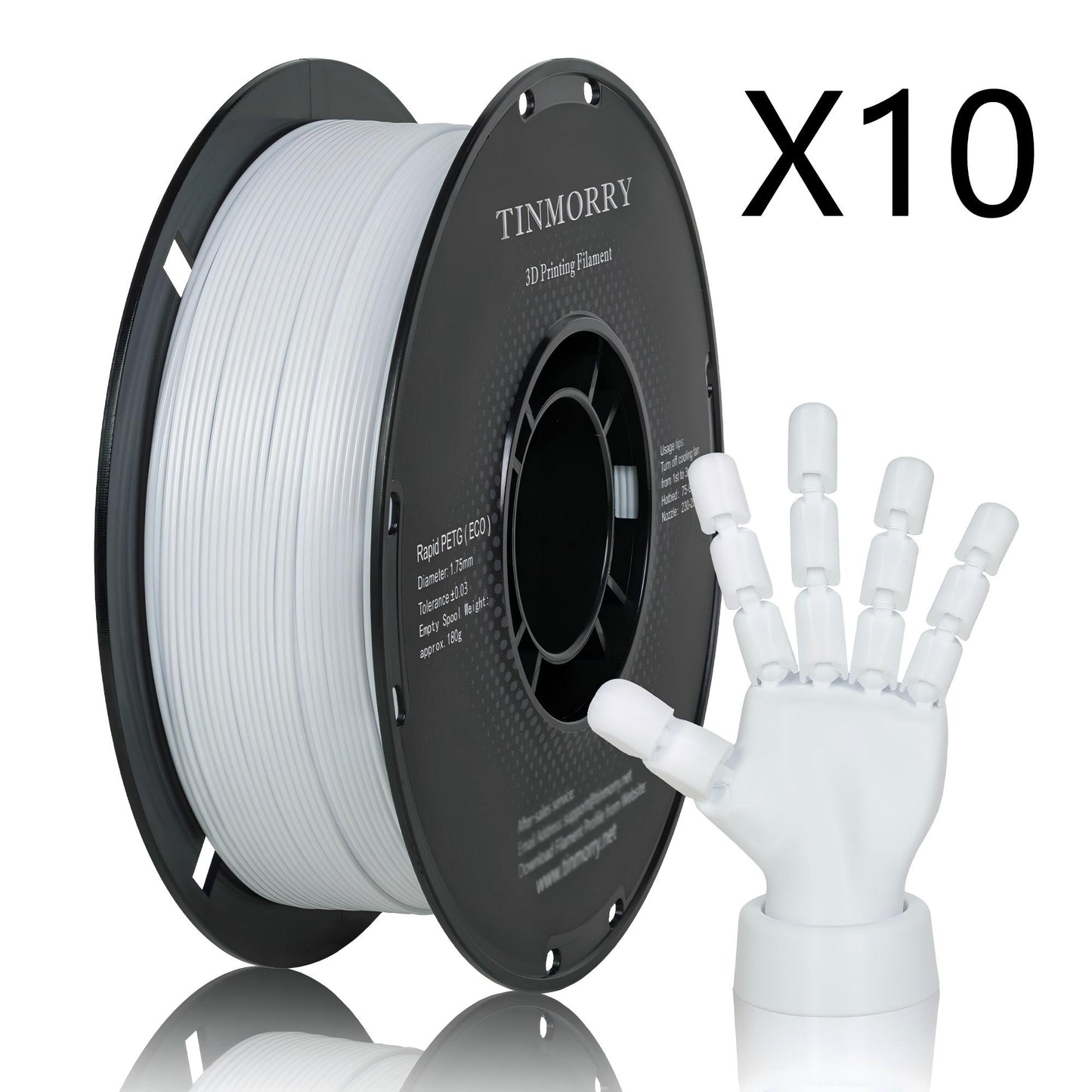 10 Rolls Value Pack & Save | PETG-ECO Filament, 1 KG 1 Spool