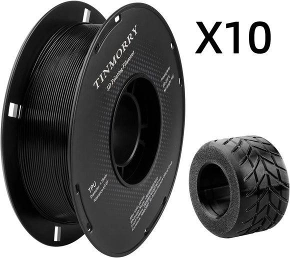 10 Rolls TPU Filament 1.75mm, TINMORRY 95A-TPU 3D Printing Filament  for FDM 3D Printers, 10 KG, Black