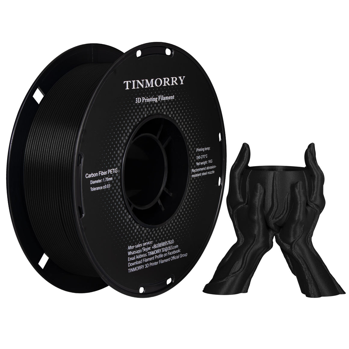 Carbon Fiber PETG Filament 1.75mm, TINMORRY PETGCF 3D Printing Filame