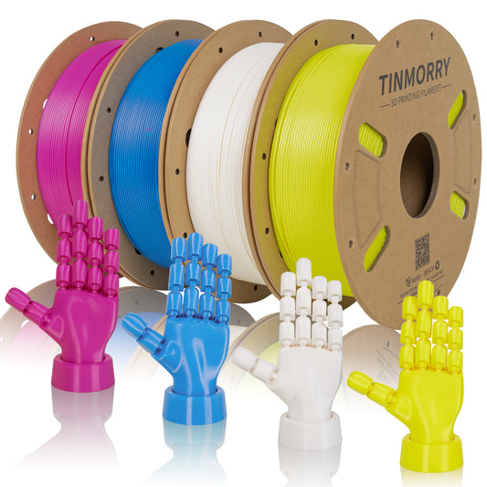 4 Rolls Value Pack & Save | PETG-ECO Filament, 1 KG 1 Spool, Magenta+ Jade White+ Yellow+ Blue