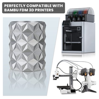 TINMORRY PETG-Filament 1,75 mm, Rapid PETG-Eco 3D-Druckfilament, kompatibel mit Bambu Lab/Creality K1C / FLASHFORGE Adventurer 5M FDM 3D-Drucker, 1 kg 1 Spule, Sparkly Silver 