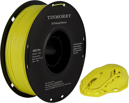 TINMORRY ABS Filament 1.75mm, ABS (Pro) 3D Drucker Filament 1KG, gute Hitzebeständigkeit, stark & haltbar, Maßgenauigkeit ±0.03mm, Gelb