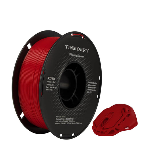 TINMORRY ABS Filament 1.75mm, ABS (Pro) 3D Drucker Filament 1KG, gute Hitzebeständigkeit, stark & haltbar, Maßgenauigkeit ±0.03mm, Rot