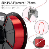 TINMORRY Silk PLA Filament 1.75mm, Shiny PLA 3D Printer Filament, 1 KG 1 Spool, Silk Red