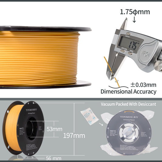 Matte PLA 3D Printer Filament 1.75mm, 1 KG, Matte Pumpkin Yellow