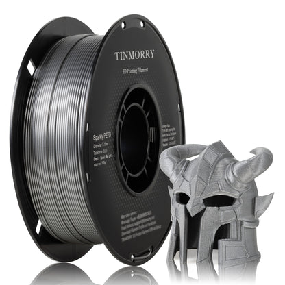 TINMORRY PETG-Filament 1,75 mm, Rapid PETG-Eco 3D-Druckfilament, kompatibel mit Bambu Lab/Creality K1C / FLASHFORGE Adventurer 5M FDM 3D-Drucker, 1 kg 1 Spule, Sparkly Silver 